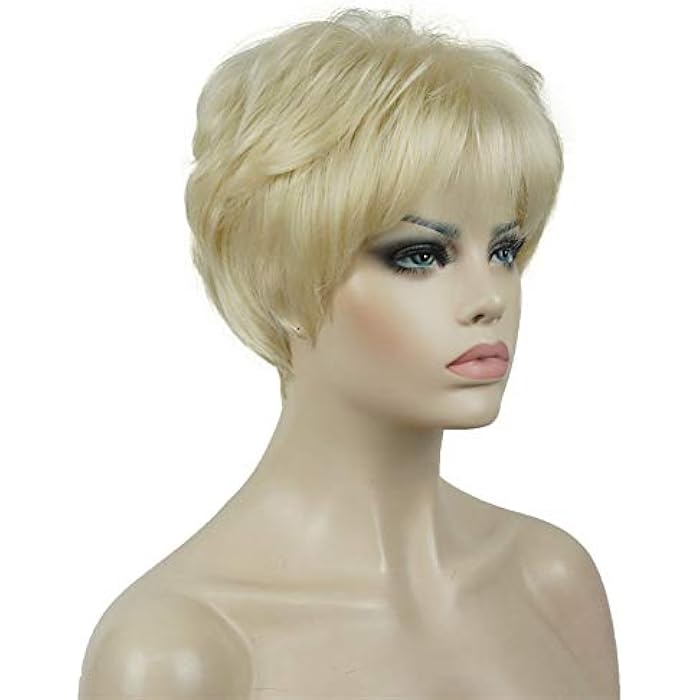 DILLARDS Lydell Short Straight Layered Synthetic Wigs With Hair Bangs For Women Blonde - Image 3